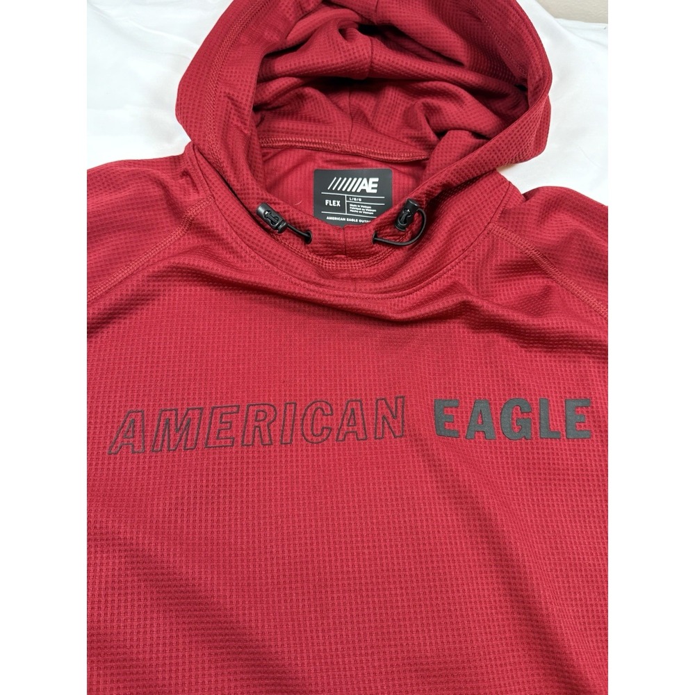 American Eagle Outfitters AE Flex Red Pullover Hoodie Men's L Logo